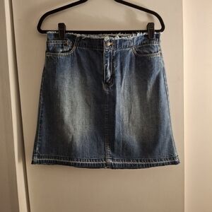 Faded Glory Women's Denim Blue Distressed A-line Mini Skirt